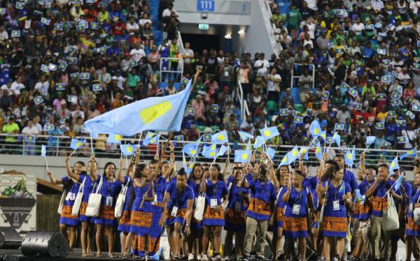 Team Palau welcomed at the opening ceremony of the 2023 Pacific Games in Honiara. 19 November 2023