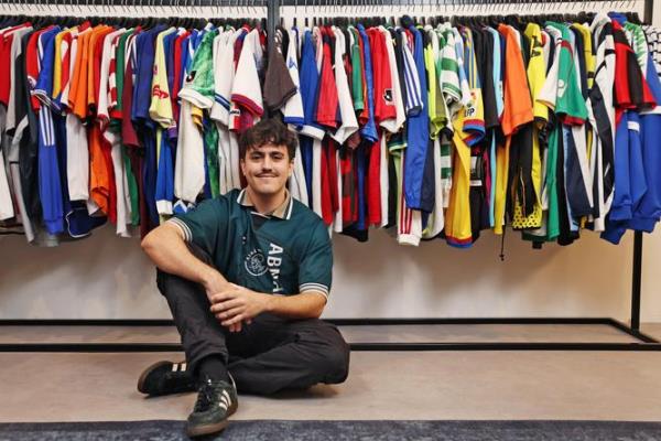 The Kit Dealer owner Robert Childs. The vintage football shirt and apparel store opened in June in Piccadilly Arcade. 