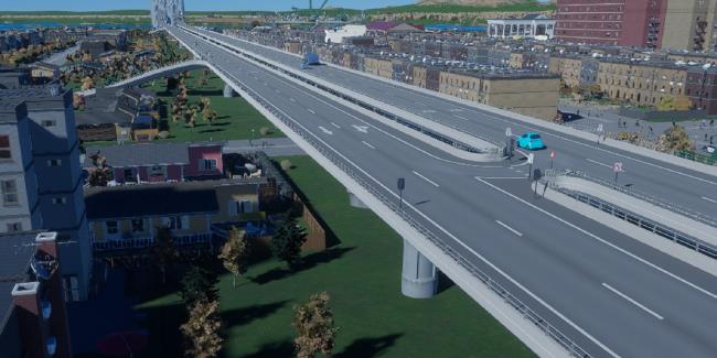 cities skylines 2 raised highway on edge of housing